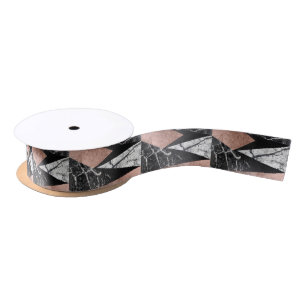 Ruban En Satin Marbre moderne élégant, or rose, et triangle noi