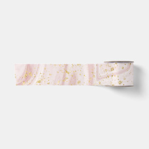 Ruban En Satin Marbre rose et blanc tourbillonnant paillettes dor