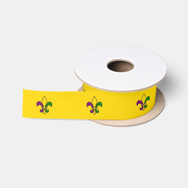 Ruban En Satin Mardi gras fleur-de-lys (Bobine)