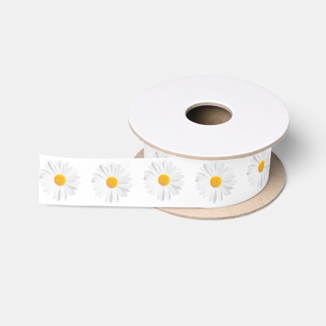 Ruban En Satin marguerite blanche (Bobine)