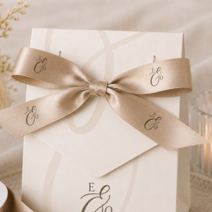 Ruban En Satin Mariage minimaliste Boho marron Cocoa Monogramme S