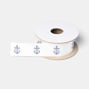 Ruban En Satin Mariage nautique Marine Ancre bleue