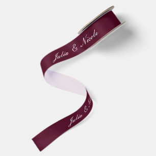 Ruban En Satin Mariage personnalisé nom classique ivoire Bourgogn