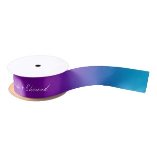 Ruban En Satin Mariage Turquoise violet personnalisé