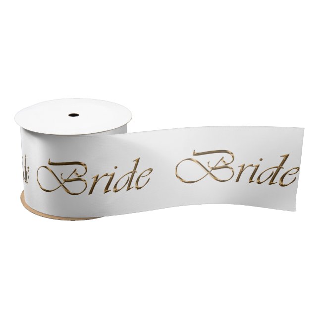 Ruban En Satin Mariée or écriture calligraphique modèle élégant c (Bobine)