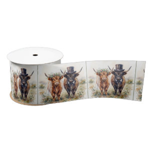 Ruban En Satin Mariés Vache Écossaise Bride et Groom