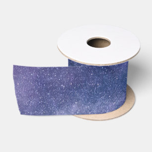 Ruban En Satin Marine Blue Galaxy Starry Night Stars