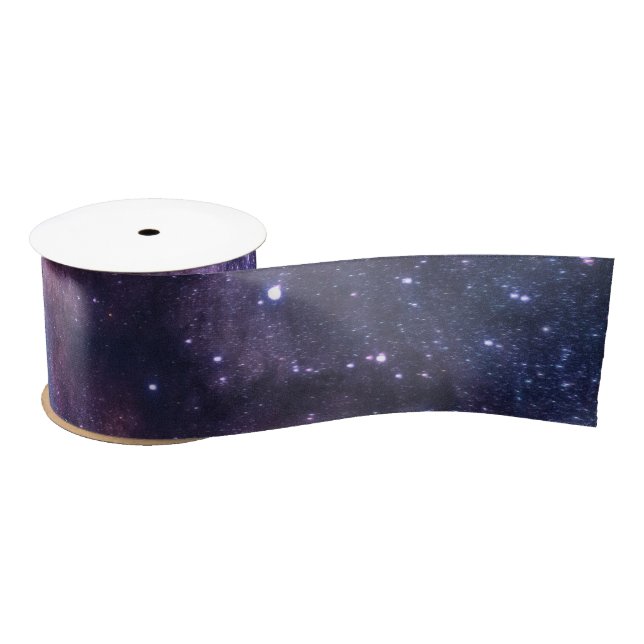 Ruban En Satin Marine Blue Galaxy Starry Night Stars Satin Ribbon (Bobine)