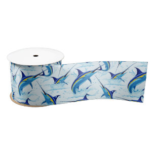 Ruban En Satin Marlin Bleu Jaillissant de l'Océan