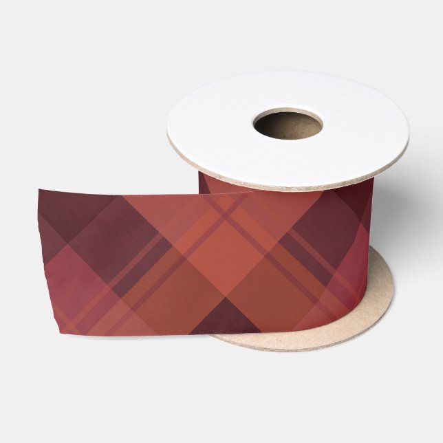 Ruban En Satin Maroon rouge moderne Marsala Plaid Motif Noël (Bobine)