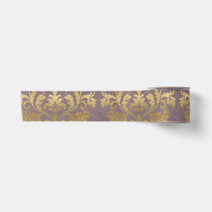 Ruban En Satin Médaillon doré et mauve fumé antique vintage