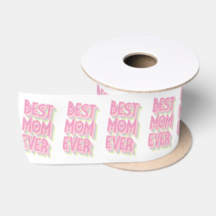 Ruban En Satin Meilleure maman Jamais Pastel Police Satin Ribbon 