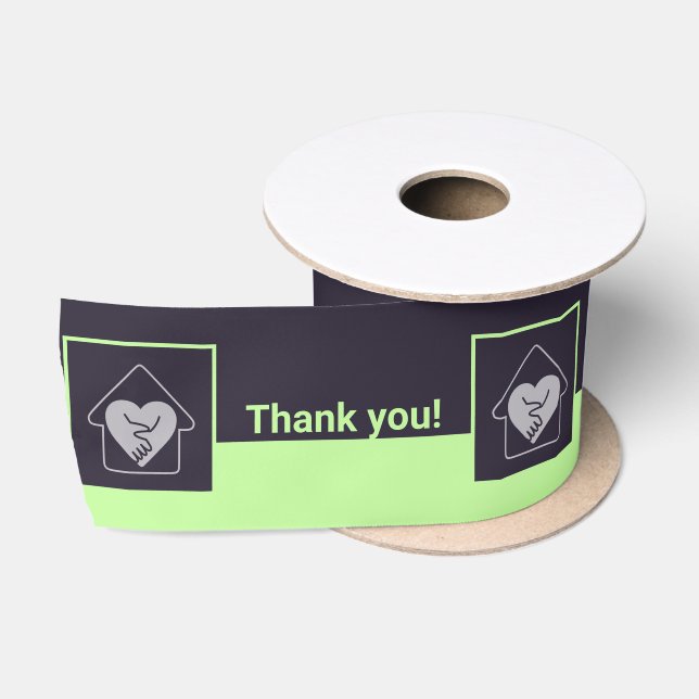 Ruban En Satin Merci de logo personnalisé violet et vert (Bobine)