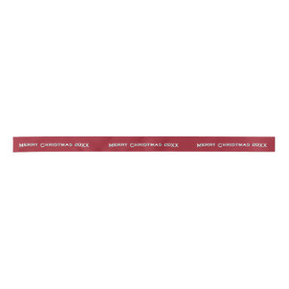 Ruban En Satin Merry Christmas 20XX Personalized Ribbon Burgundy