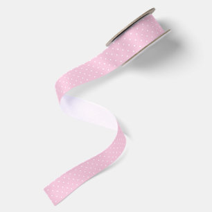 Ruban En Satin Micro pois blanc - Rose clair