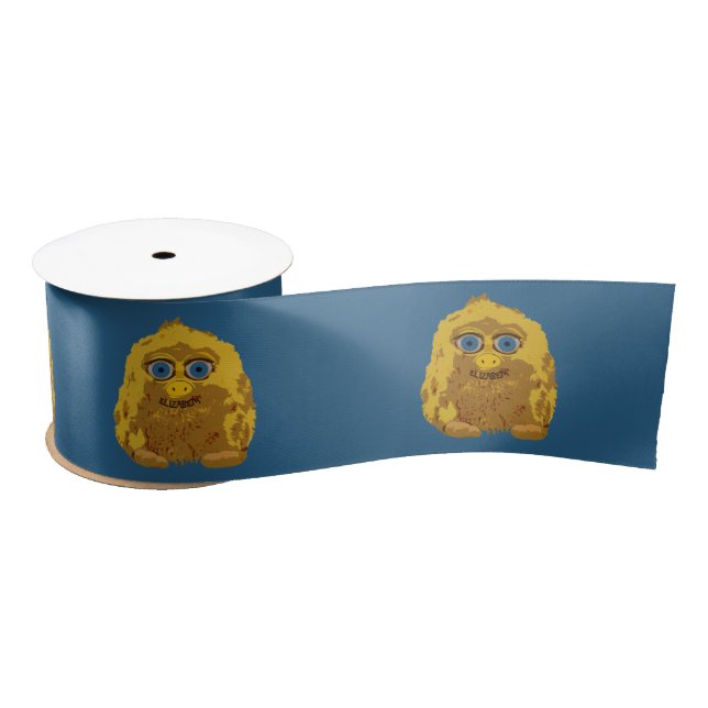 Ruban En Satin Mignon Pied Jaune Avec Grands Yeux Bleus (Bobine)