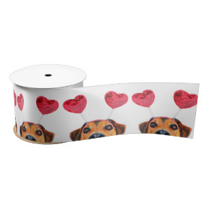 Ruban En Satin Mignonne Valentine's Day Chien Funny Heart Headban
