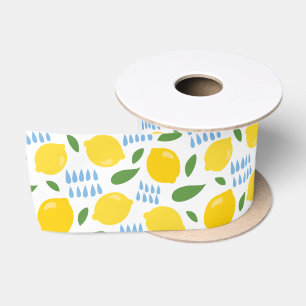 Ruban En Satin Mignons et feuilles verts motif