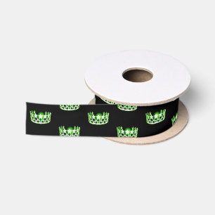 Ruban En Satin Miss USA Apple Green Crown Satin Ribbon