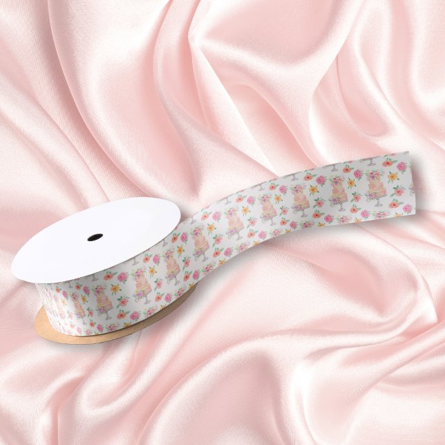 Ruban En Satin Modèle de gâteau rose superposé pour douche de mar (Créateur téléchargé)