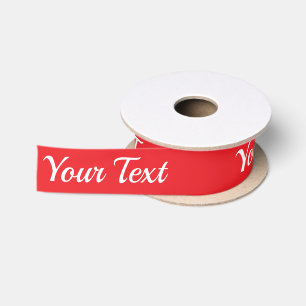 Ruban En Satin Modèle de texte simple en rouge et blanc