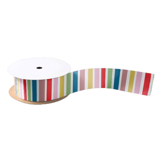 Ruban En Satin Modern Cute Colorful Stripes Holiday (Bobine)