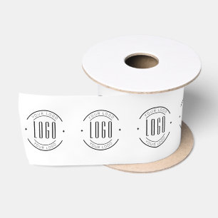 Ruban En Satin Moderne blanc et noir simple ajoutez votre logo