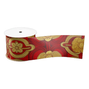 Ruban En Satin Moderne lunaire nouvelle année moderne motif asiat