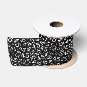 Ruban En Satin Moderne motif de nombre d'anniversaire 45 noir/bla