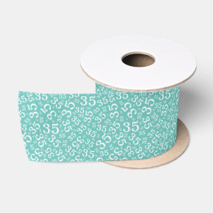 Ruban En Satin Moderne motif de numéro d'anniversaire 35 sarcelle