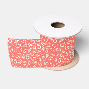 Ruban En Satin Moderne motif de numéro d'anniversaire 45 Corail/B