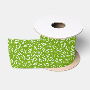 Ruban En Satin Moderne motif de numéro d'anniversaire 45 vert/bla
