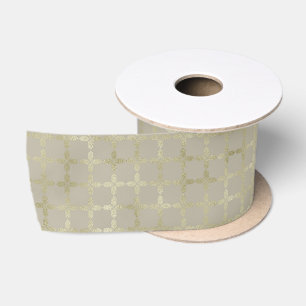 Ruban En Satin Moderne motif géométrique doré de Noël 