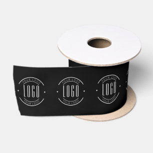 Ruban En Satin Moderne noir et blanc simple ajoutez votre logo