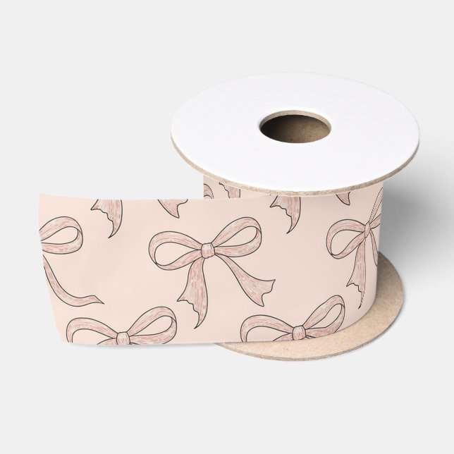 Ruban En Satin Moderne tendance Cute Coquette Pink Bow Motif (Bobine)
