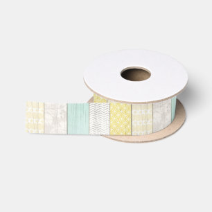 Ruban En Satin Monnaie Rustique & Boho Jaune Géométrique Chalet M