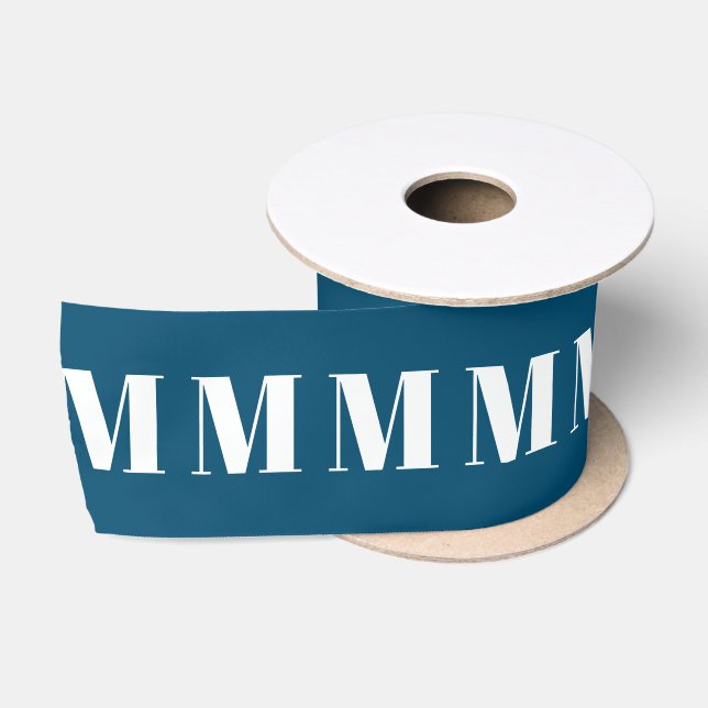 Ruban En Satin Monogramme bleu turquoise blanc personnalisé initi (Bobine)
