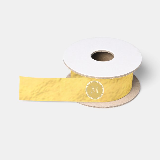 Ruban En Satin Monogramme d'arrière - plan de feuille d'or de (Bobine)