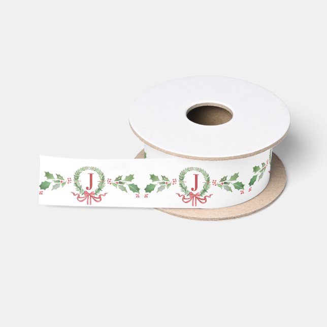 Ruban En Satin Monogramme de couronne de Noël (Bobine)