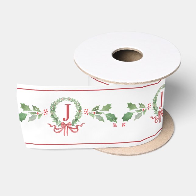 Ruban En Satin Monogramme de couronne de Noël (Bobine)