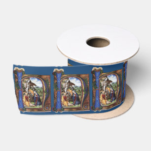 RUBAN EN SATIN MONOGRAMME DE PARCHEMENT DE NATIVITÉ
