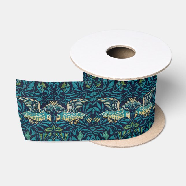 Ruban En Satin Morris - Oiseaux volants Motif floral épissage (Bobine)