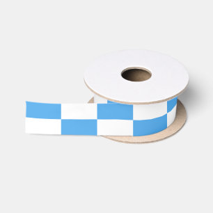 Ruban En Satin Motif à carreaux bleu et blanc
