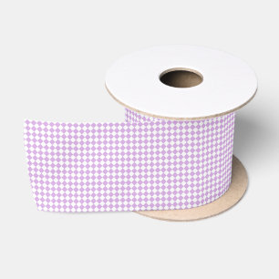 Ruban En Satin Motif à carreaux diamant blanc violet