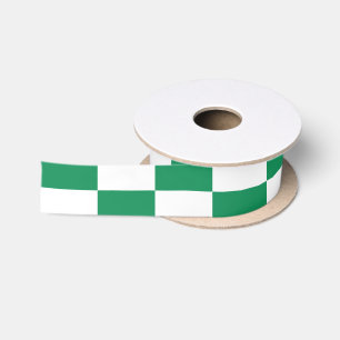 Ruban En Satin Motif à carreaux vert Kelly et blanc