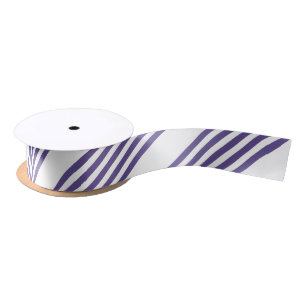 Ruban En Satin Motif à cinq bandes Ultra violet et blanc