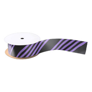 Ruban En Satin Motif à cinq bandes violet et charbon de bois