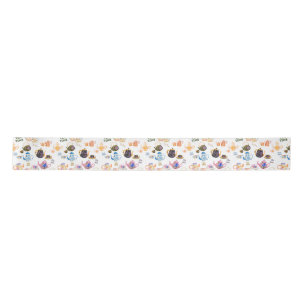 Ruban En Satin motif à l'heure du thé - tasses à thé et théière d