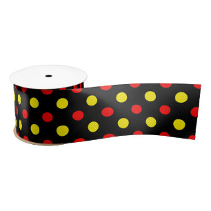 Ruban En Satin Motif à pois jaune rouge noir