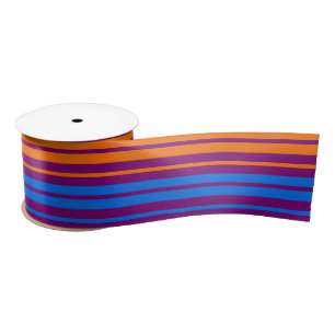 Ruban En Satin Motif à rayures verticales orange bleu violet